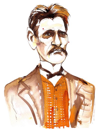 Jean Sibelius caricaturizado como un hombre joven de Neale Osborne